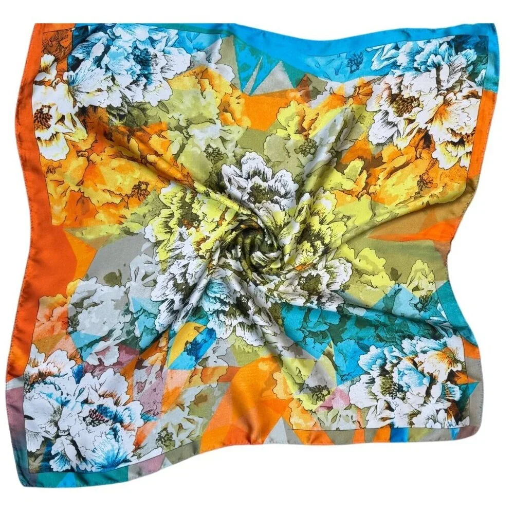 NEW 2/$30 Colorful Painted Nature Printed Silky Fashion Scarf Simple Style